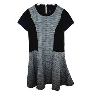 Madewell "Tribune" Knit Tweed-look Black Gray Ponte Shift Shift Dress - Size M
